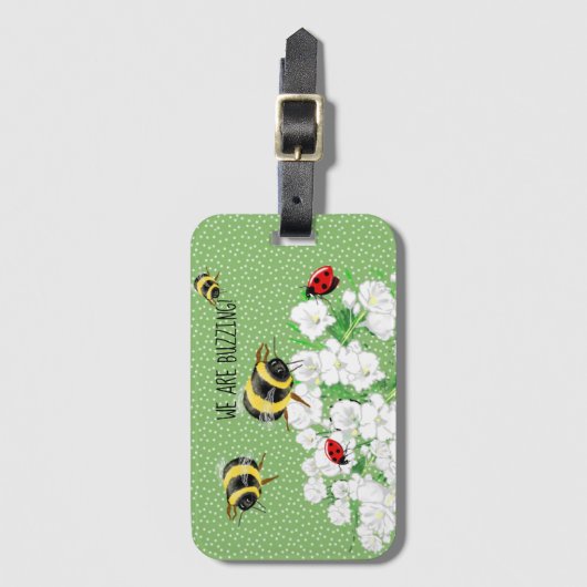 BIJEN en Lieveheersbeestjes - Kunst van LeahG Red  Bagagelabel (Voorkant (verticaal))