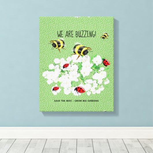 BIJEN en Lieveheersbeestjes - Kunst van LeahG Red Canvas Afdruk (Insitu (Houten vloer))