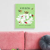 BIJEN en Lieveheersbeestjes - Kunst van LeahG Red Canvas Afdruk (Insitu (Woonkamer))