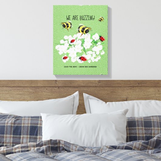 BIJEN en Lieveheersbeestjes - Kunst van LeahG Red Canvas Afdruk (Insitu (Slaapkamer))