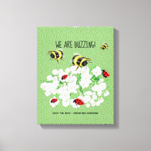 BIJEN en Lieveheersbeestjes - Kunst van LeahG Red Canvas Afdruk
