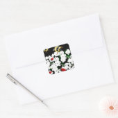 Bijen en lieveheersbeestjes natuur kunst vierkante sticker (Envelop)