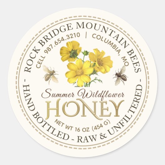  bijen en niet-gedopte honingbont ronde sticker (Voorkant)
