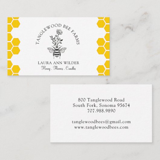 Bijen en producten op basis van Florence Visitekaartje (Voorkant / Achterkant)