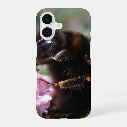 Bijen en Roze Bloemen iPhone 16 Hoesje (Achterkant)