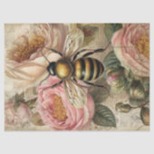  bijen en roze rozen ontkoppeling tissuepapier (Voorkant)