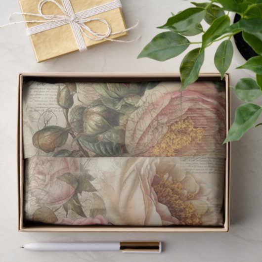  bijen en roze rozen ontkoppeling tissuepapier (Geschenk)