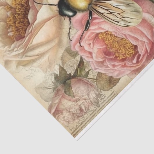  bijen en roze rozen ontkoppeling tissuepapier (Detail)