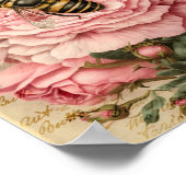 bijen en roze rozen poster (Hoek)