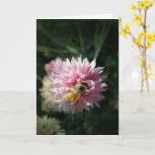 Bijen en roze ventiel kaart (Gele Bloem)