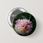 Bijen en roze ventiel ronde button 5,7 cm (Voorkant /achterkant)