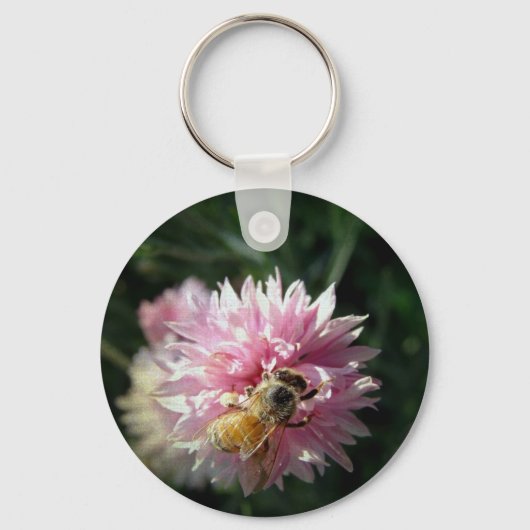 Bijen en roze ventiel sleutelhanger (Voorkant)