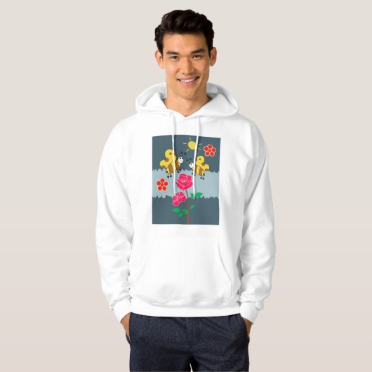 Bijen en Rozen bloementuin Hoodie (Voorkant volledig)