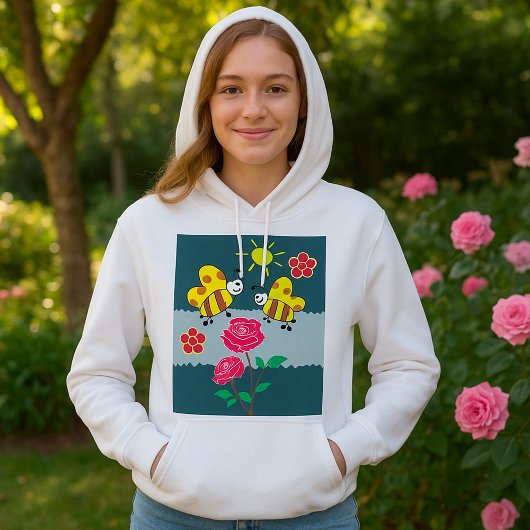 Bijen en Rozen bloementuin Hoodie