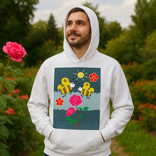 Bijen en Rozen bloementuin Hoodie