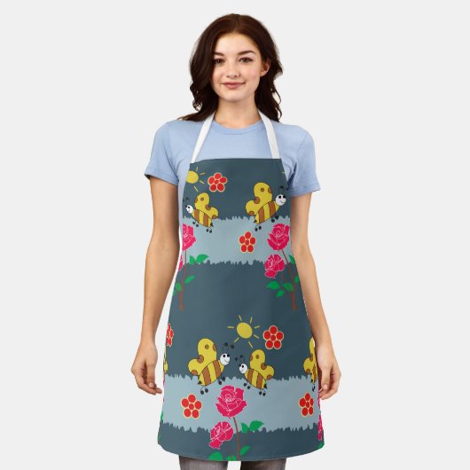 Bijen en Rozen bloementuin Schort (Gedragen)