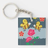 Bijen en Rozen bloementuin Sleutelhanger (Voorkant)