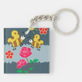 Bijen en Rozen bloementuin Sleutelhanger (Achterkant)