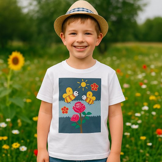 Bijen en Rozen bloementuin T-shirt