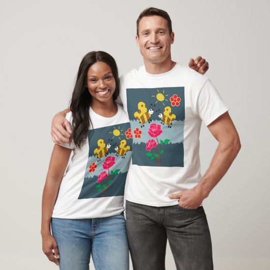 Bijen en Rozen bloementuin T-shirt (Unisex)