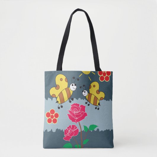 Bijen en Rozen bloementuin Tote Bag (Voorkant)