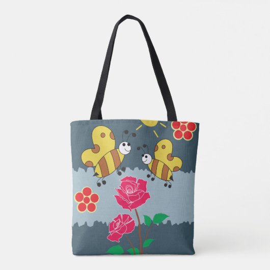 Bijen en Rozen bloementuin Tote Bag (Achterkant)