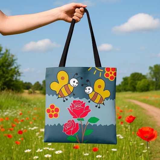 Bijen en Rozen bloementuin Tote Bag