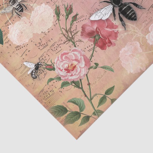 Bijen en Rozen Ephemera Tissuepapier (Detail)