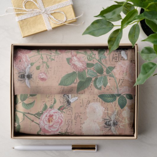 Bijen en Rozen Ephemera Tissuepapier (Geschenk)