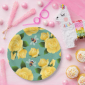 Bijen en Rozen Papieren Bordje (Feest)