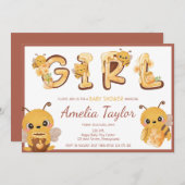 Bijen en schatjes Meisjes Baby shower Kaart (Voorkant / Achterkant)