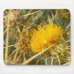 Bijen en Star Thistle (Centaurea solstitialis) Muismat