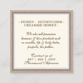 Bijen en Visitekaartje van Lavender Honey Kraft (Achterkant)