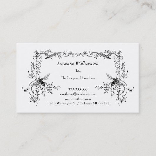  bijen en vogellegant, kalveren, aangepast visitekaartje (Voorkant)