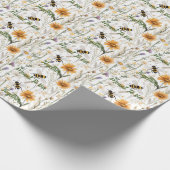 Bijen en wilde bloemen bedoeld om samen te zijn, cadeaupapier (Hoek)