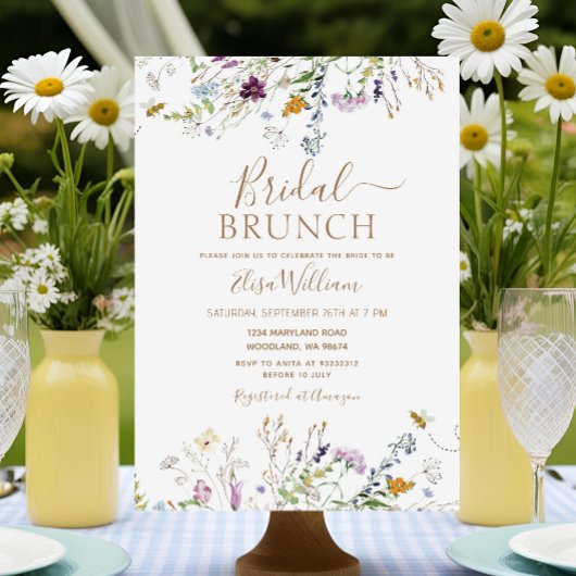 Bijen en wilde bloemen Bridal Brunch Kaart