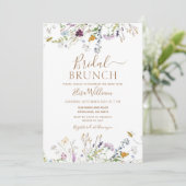Bijen en wilde bloemen Bridal Brunch Kaart (Staand voorkant)