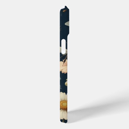 Bijen en wilde bloemen op donkerblauw Case-Mate iPhone case (Achterkant / Rechts)