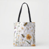 bijen en wilde bloemen, tote bag (Voorkant)