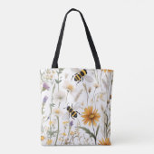 bijen en wilde bloemen, tote bag (Achterkant)