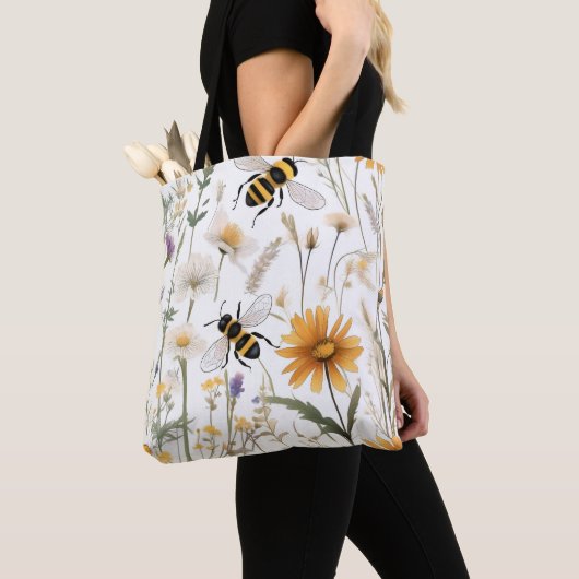 bijen en wilde bloemen, tote bag (Dichtbij)