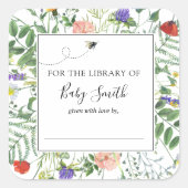 Bijen en Wildflower Baby shower Bookplate Sticker (Voorkant)