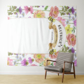 Bijen en Wildflower Baby shower Foto Achtergrond Wandkleed (In Situ (horizontaal))