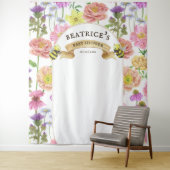 Bijen en Wildflower Baby shower Foto Achtergrond Wandkleed (In situ)