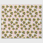 Bijen en witte bloemen cadeaupapier (Vlak)