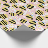 Bijen en witte bloemen cadeaupapier (Hoek)