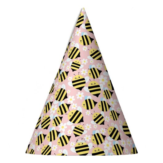 Bijen en witte bloemen feesthoedjes (Links)