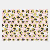 Bijen en witte bloemen inpakpapier vel (Voorkant 3)