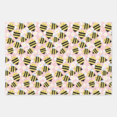 Bijen en witte bloemen inpakpapier vel (Voorkant 2)