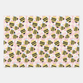 Bijen en witte bloemen inpakpapier vel (Voorkant)